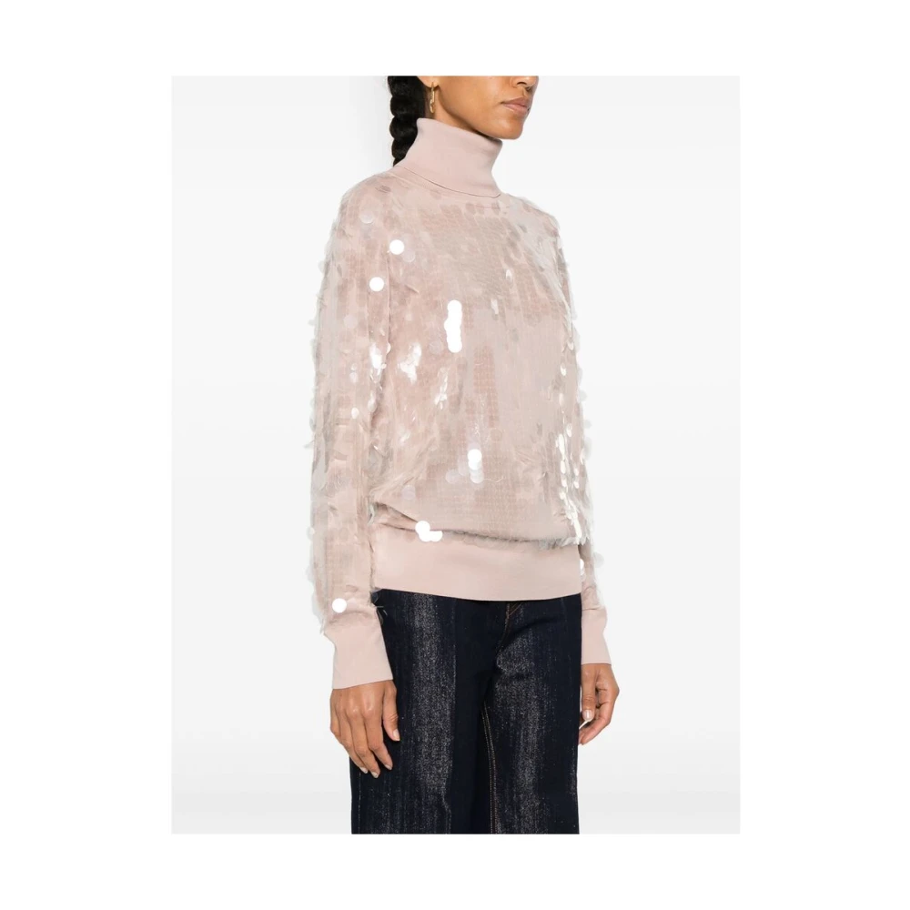 Ermanno Scervino Blush Pink Paillet Gebreide Trui Pink Dames