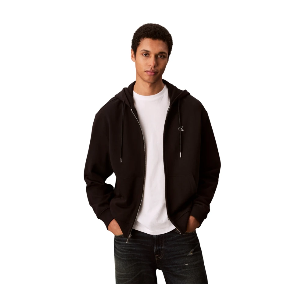 Calvin Klein Men's Black Zip-Throughs, S, Zip-Through Jumper