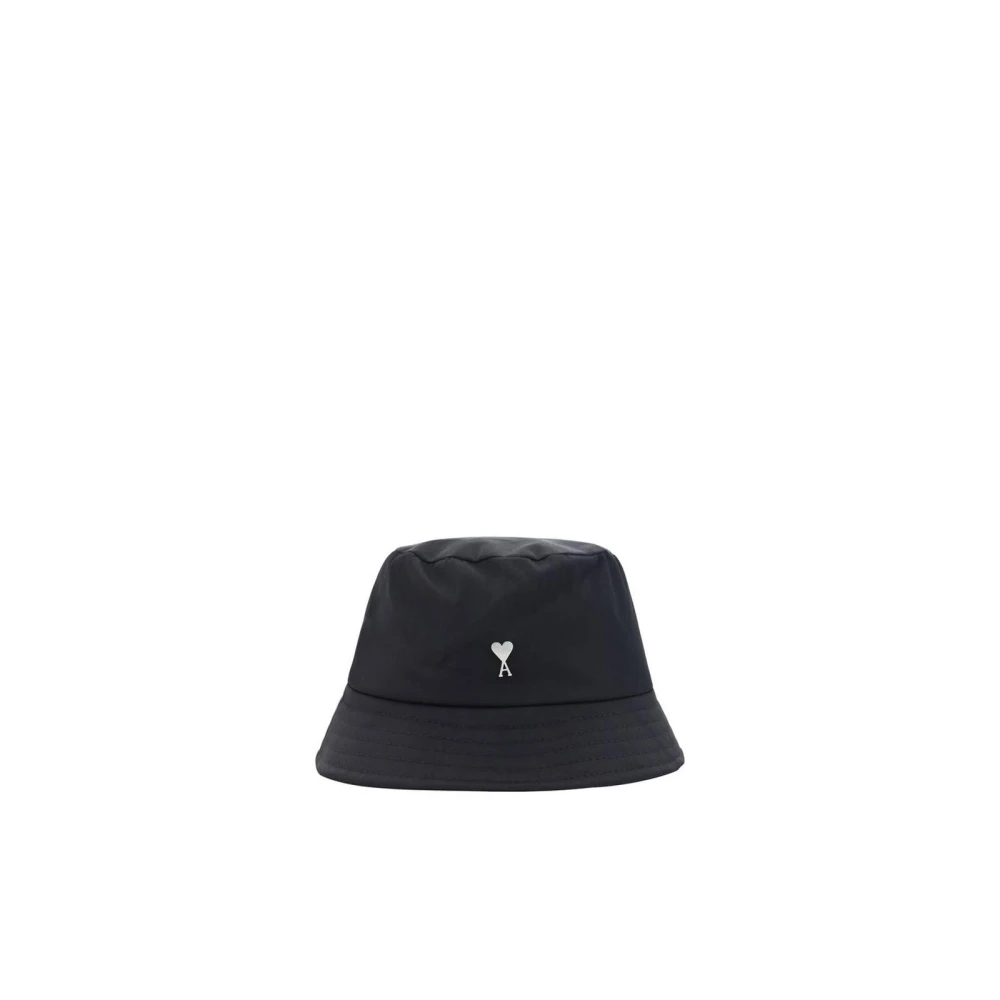 Ami Paris Monochrome Nylon Bucket Hat Black Heren