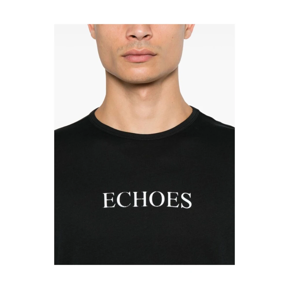 Ann Demeulemeester Zwart Echoes Print Crew Neck T-shirt Black Heren