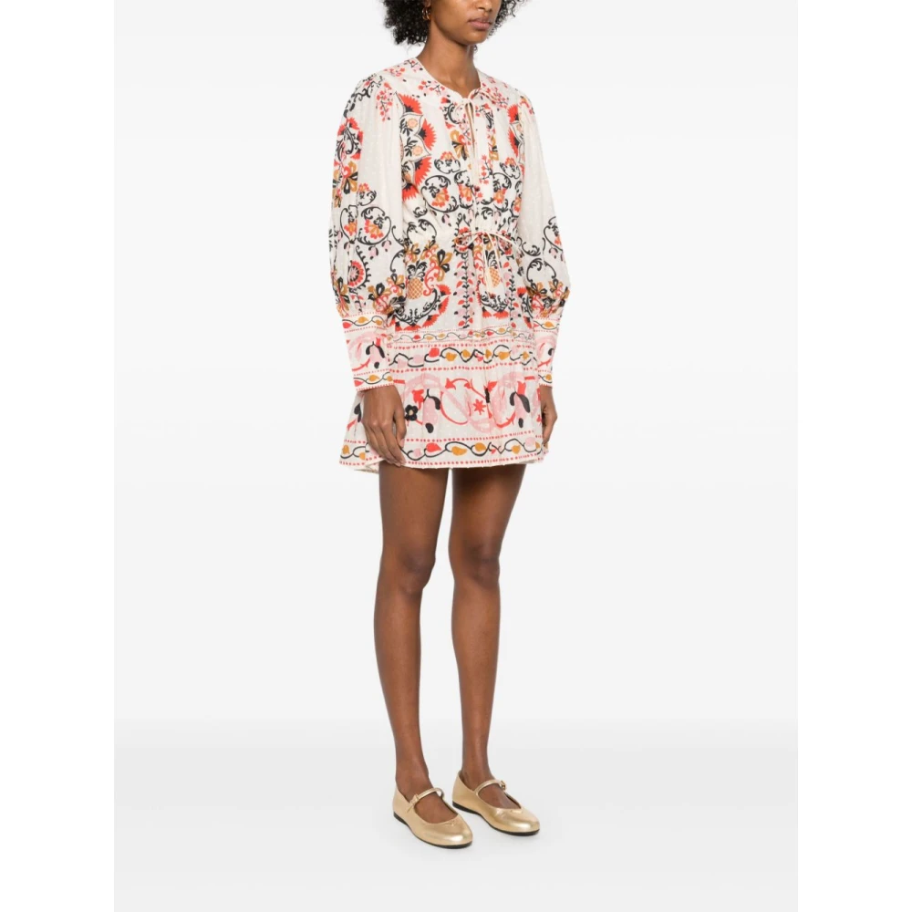 Farm Rio Amandel Beige Trekkoord Jurk Multicolor Dames