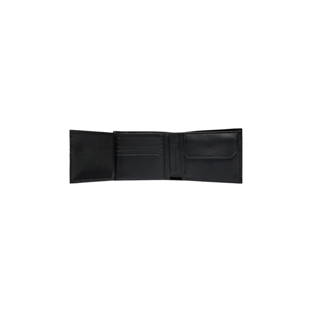 Calvin Klein Zwarte Gladde Trifold Portemonnee Black Heren