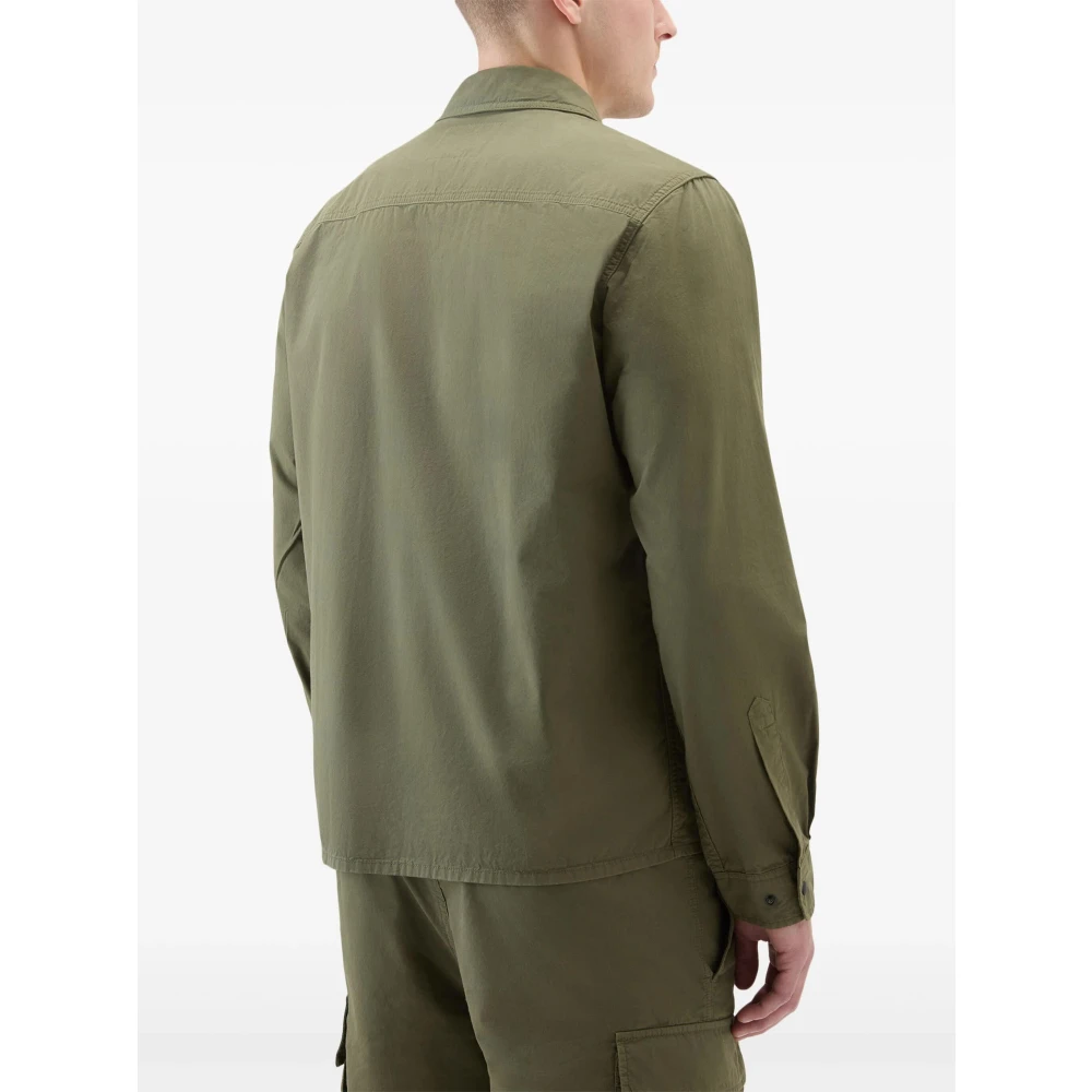 Woolrich Olijf Gabardine Overshirt Green Heren