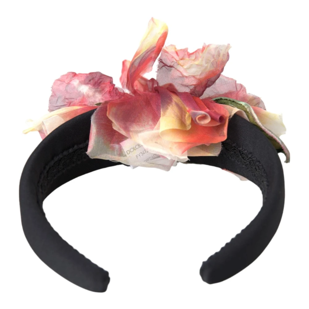 Dolce & Gabbana Bloemen Zwart Tiara Vrouwen Haarband Diadeem Black Dames