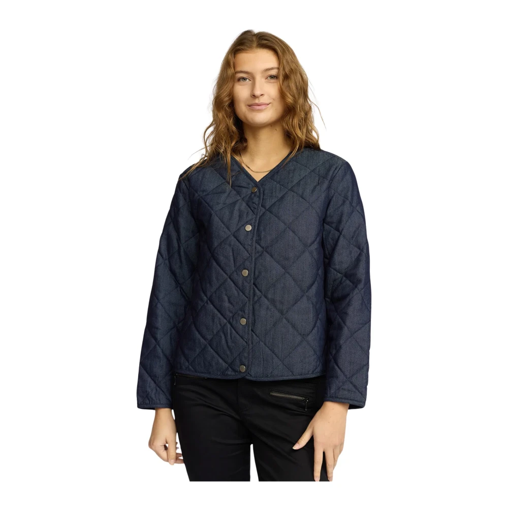 2-Biz Gewatteerde Blazer Denim Blue Dames