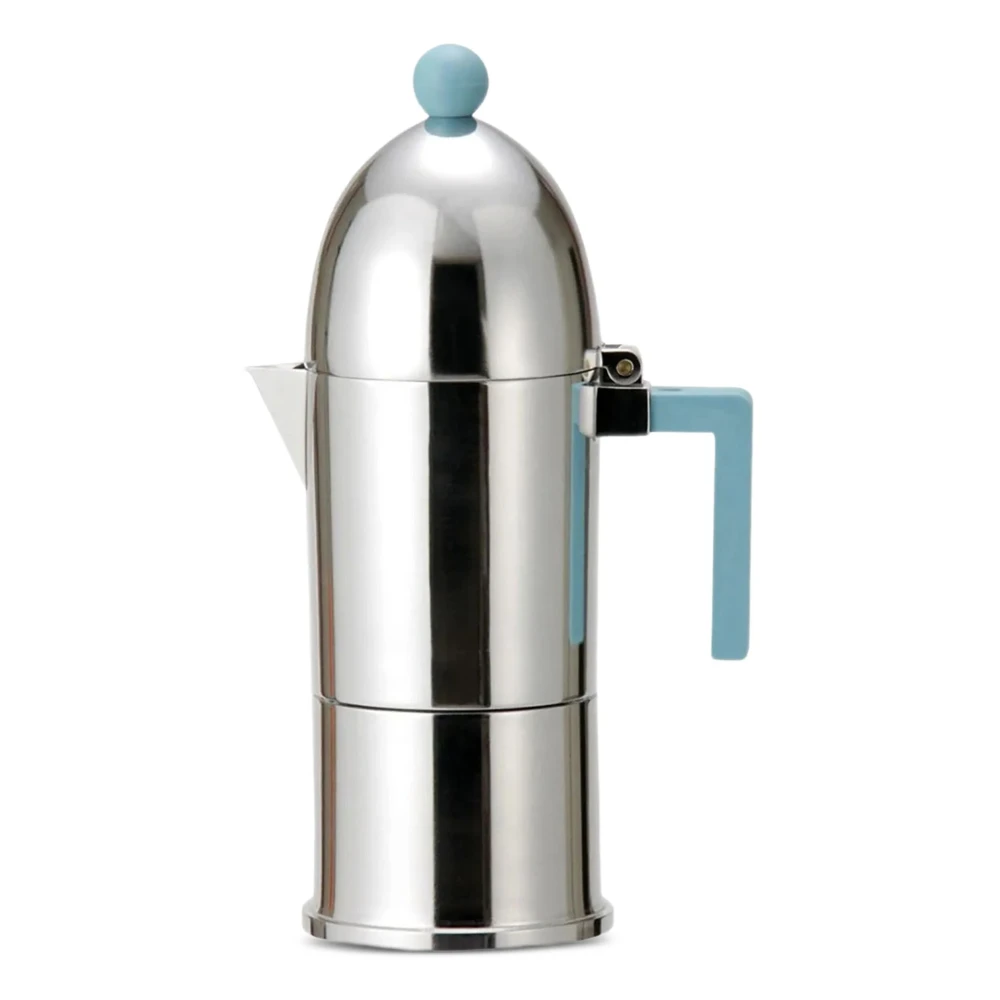 Alessi Blu/Rossi - Caffettiera Espresso Italiano La Cupola - Acciaio Magnetizzato - Designer Aldo - Immagine 3