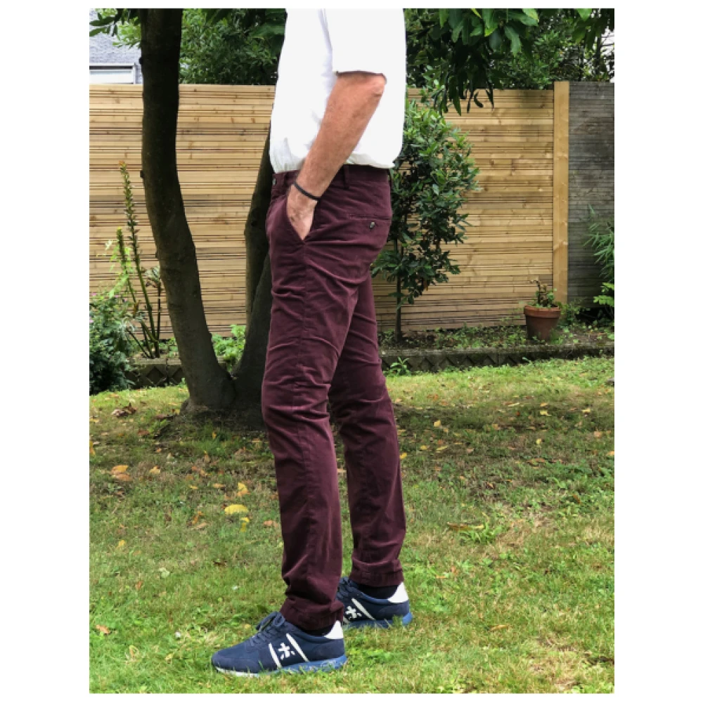 Mason's Slim Fit Fluweel Katoenen Chino Broek Red Heren