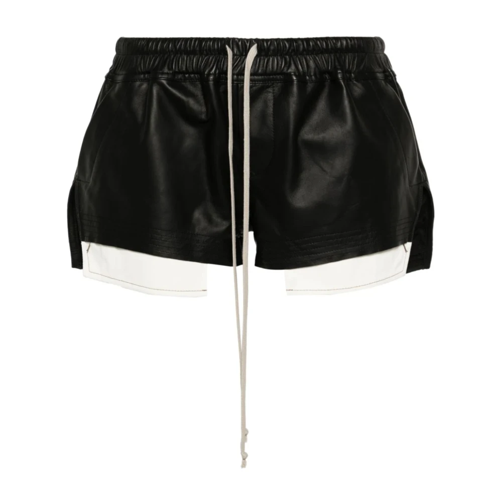 Rick Owens Zwarte Leren Boxershorts Black Dames