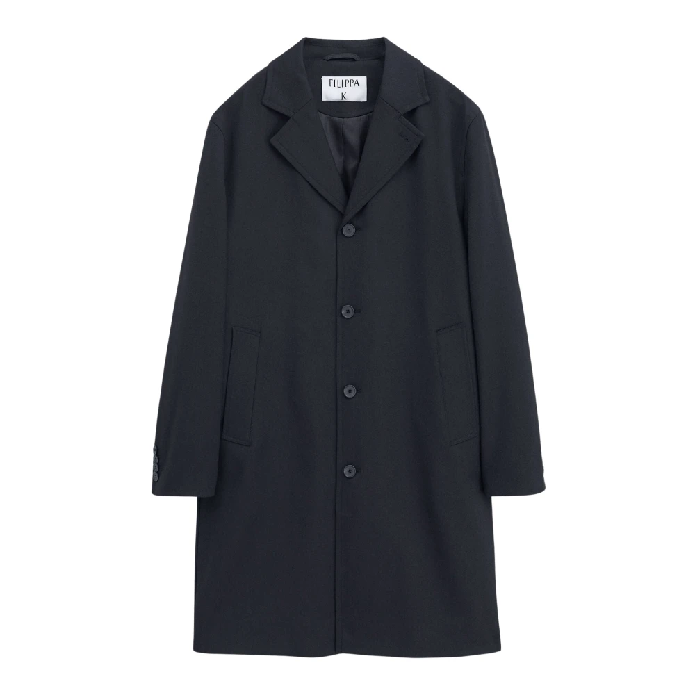 Filippa K Black Lightweight Twill Coat - Male - Single-Breasted Coats - Xl - Coats