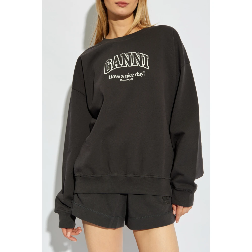 Ganni Sweatshirt met logo Gray Dames