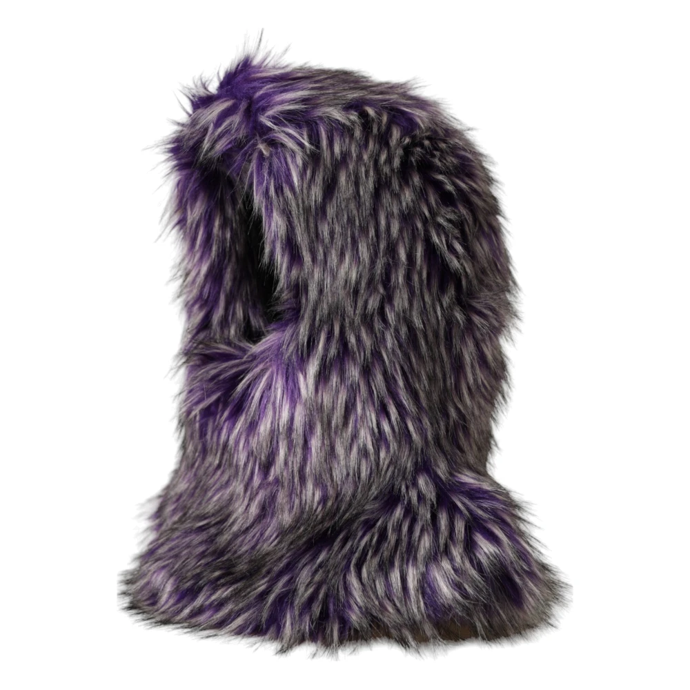 Dolce & Gabbana Paarse Nepbont Hoofdwrap Purple Dames
