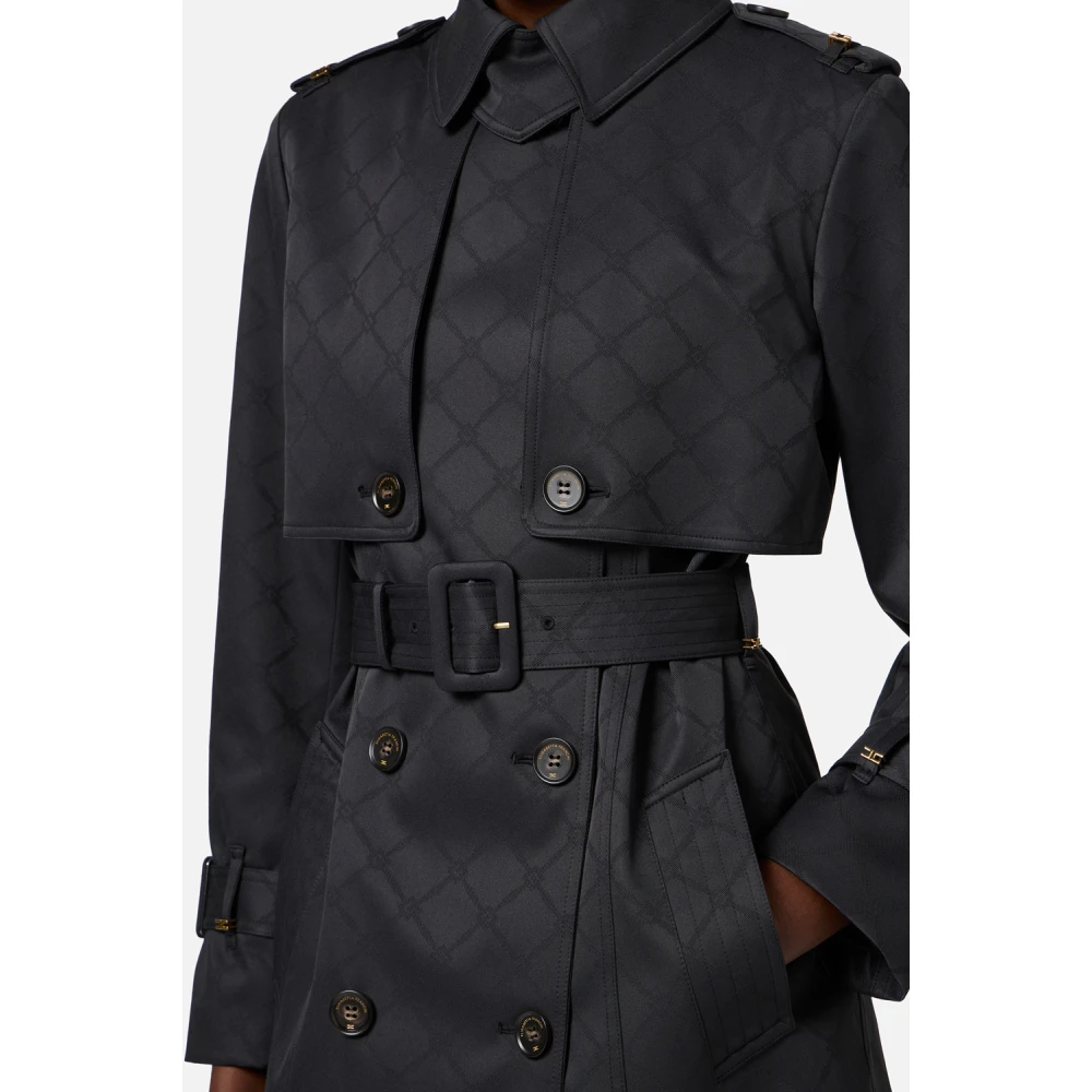 Elisabetta Franchi Stijlvolle wollen jas voor vrouwen Black Dames