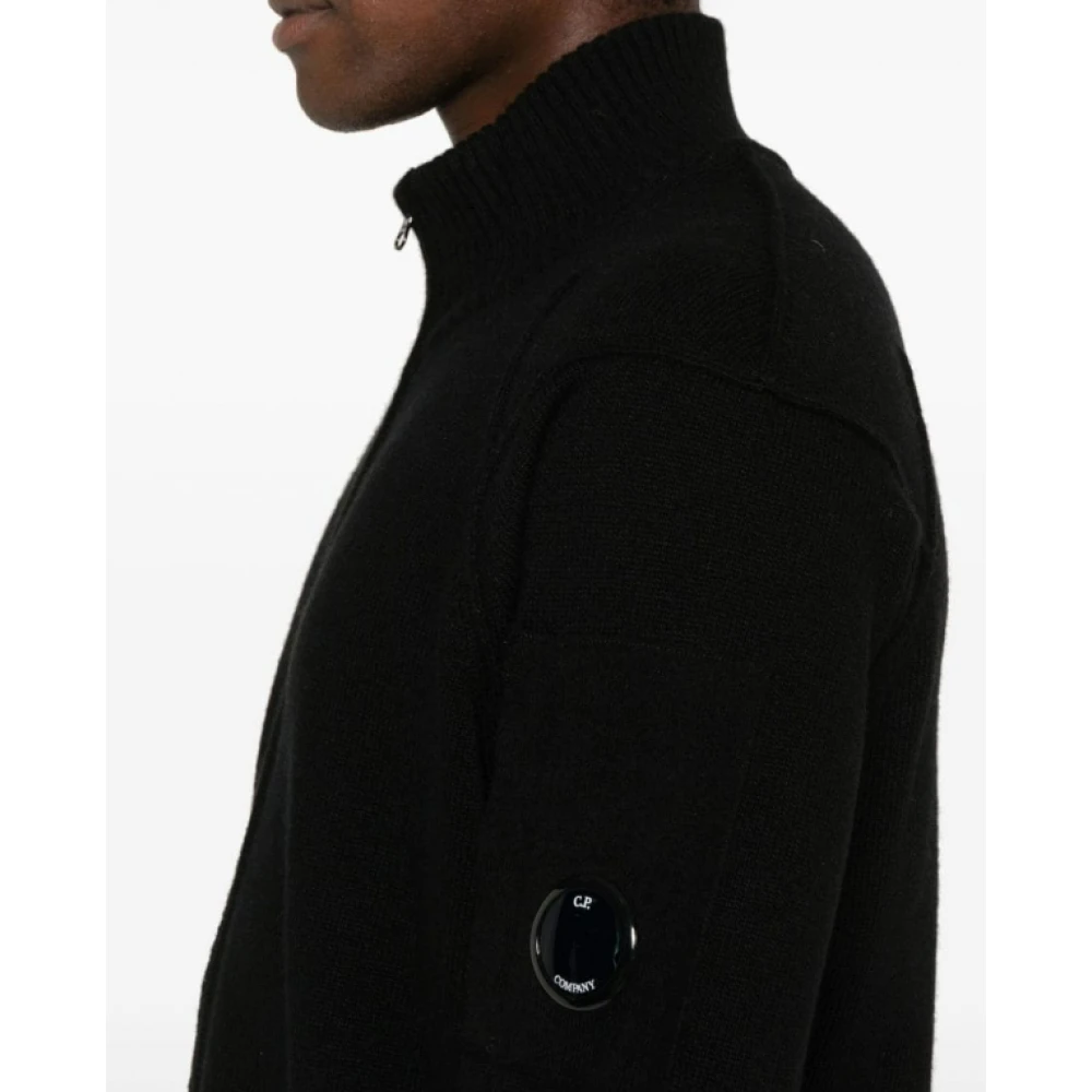 C.P. Company Zwarte Wollen Blend Rits Vest Black Heren
