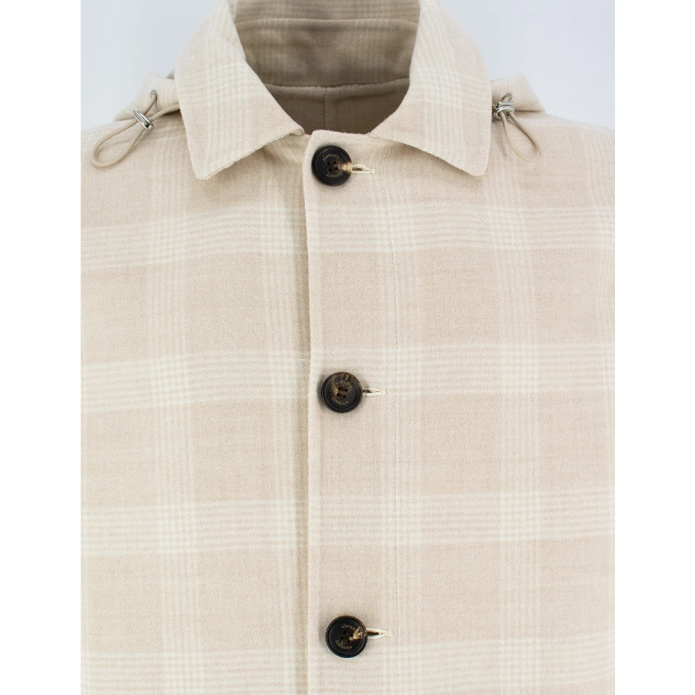 Eleventy Geruite Patroon Hooded Jas Beige Heren