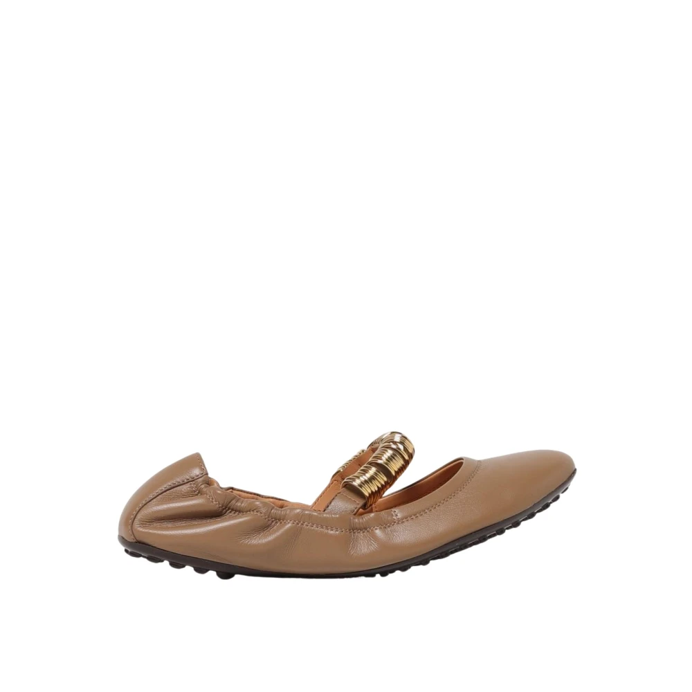 Tod's Women's Beige Leather Ballerina Flats
