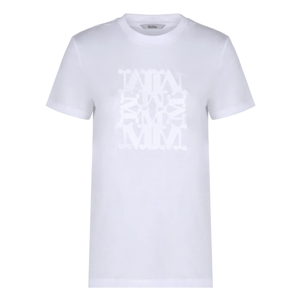 Max Mara White T-Shirts, Female, S, Bravo Embroidered Cotton T-Shirt