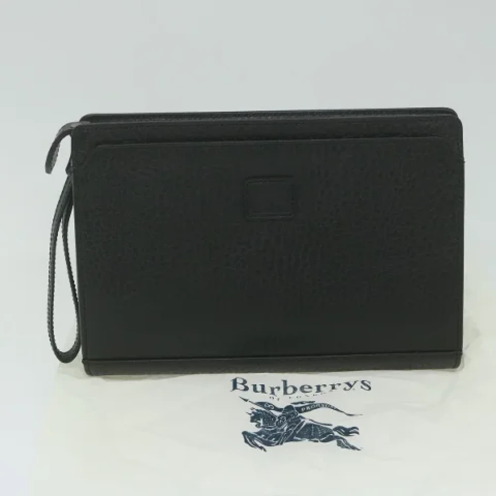 Burberry Vintage Pre-owned Leather clutches Black Dames