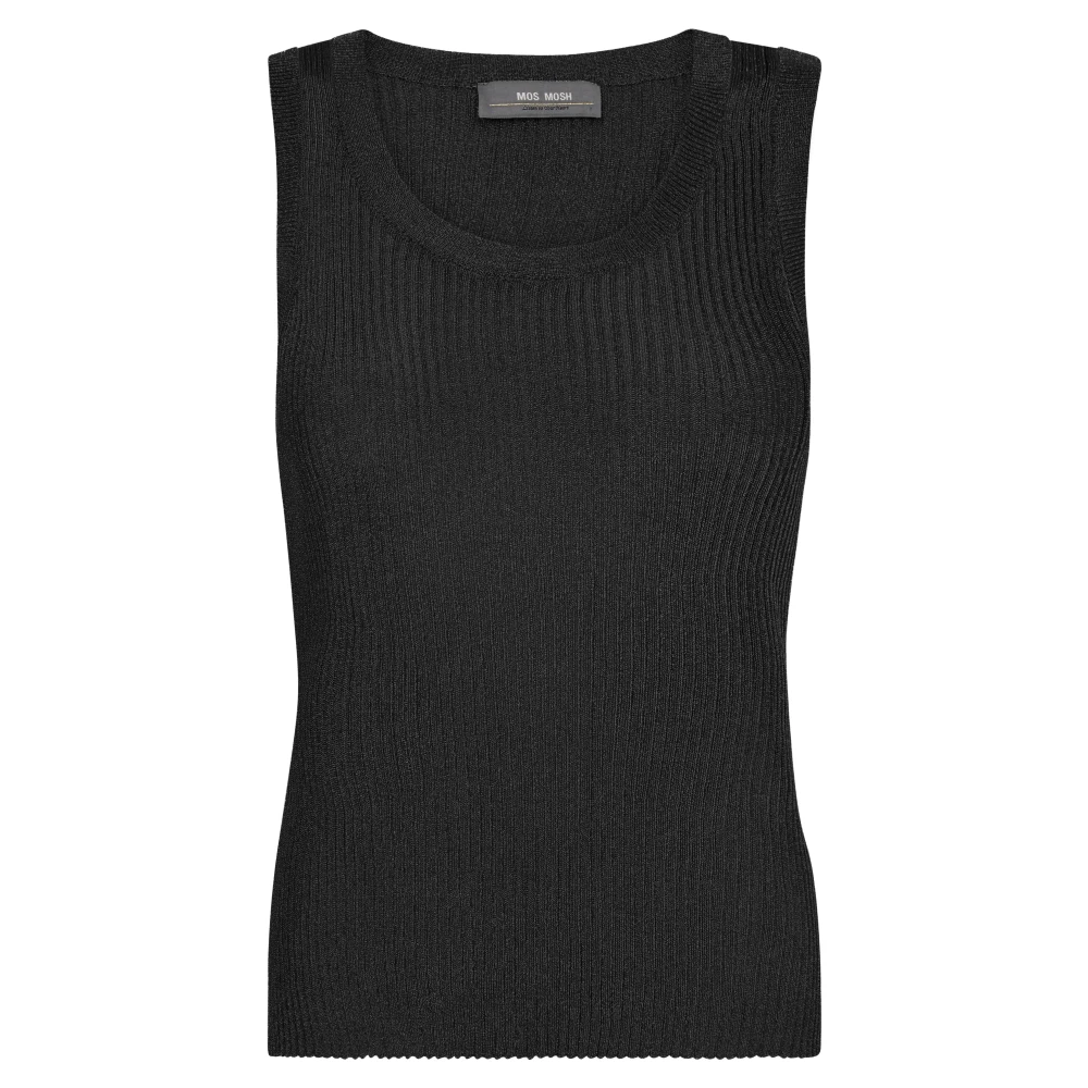MOS MOSH Geribbeld Gebreid Hemdje Black Dames