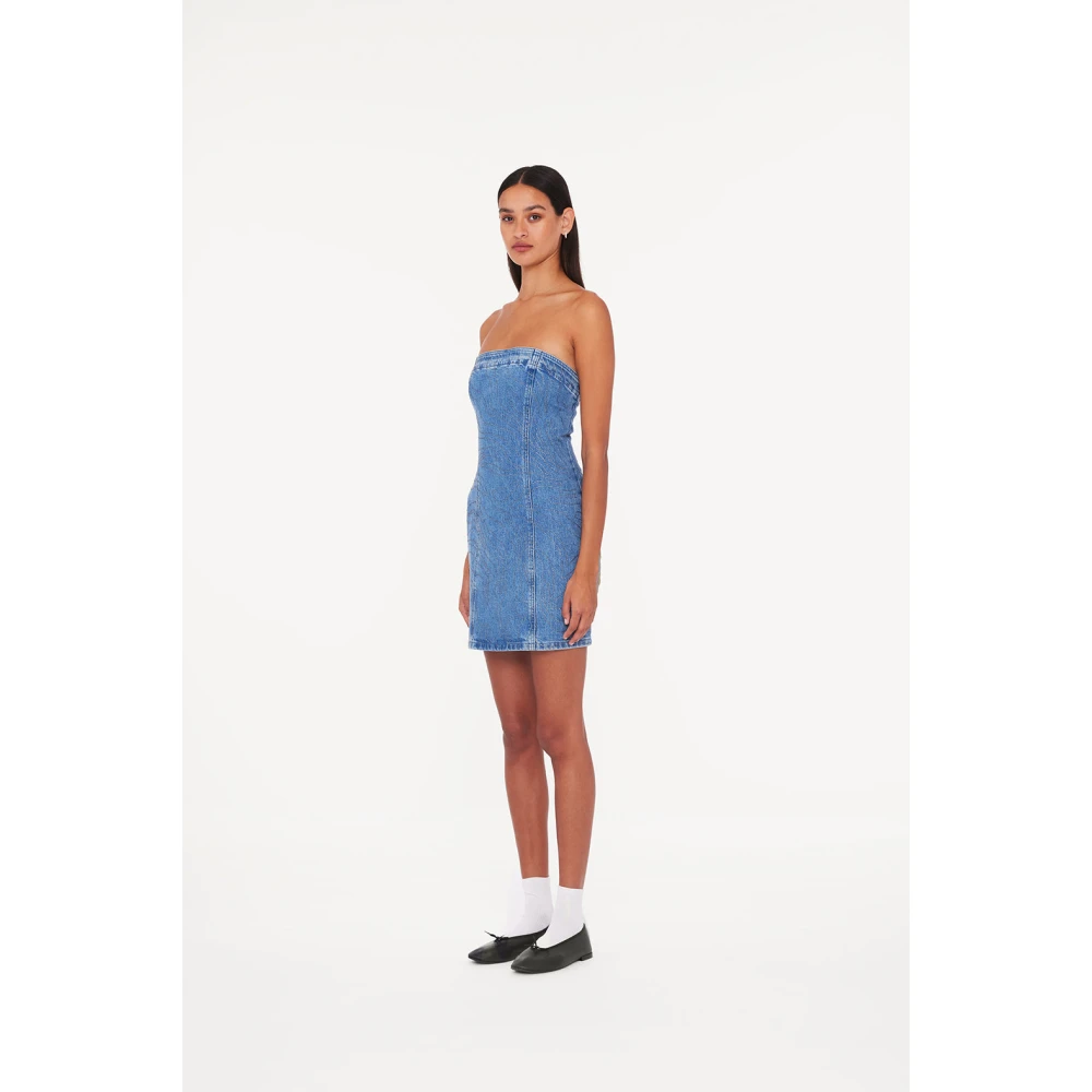 Rotate Birger Christensen Rhinestone Denim Jurk Blue Dames