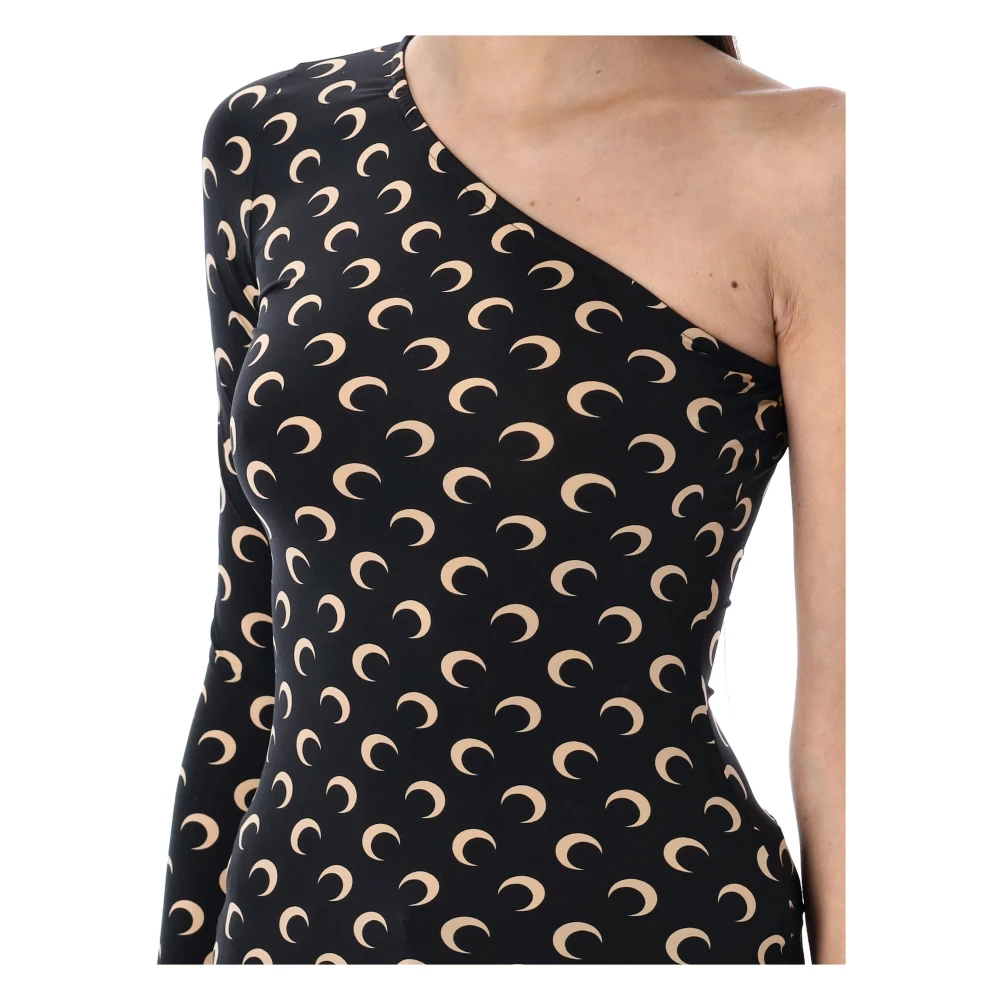 Marine Serre Maan Asymmetrische Top Zwart Black Dames