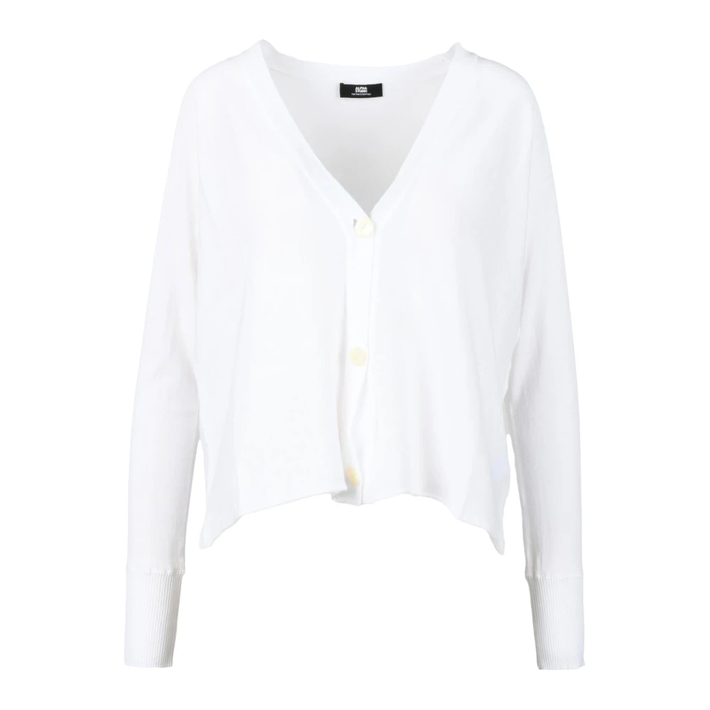 Alpha Studio Katoenen Gebreide Top White Dames