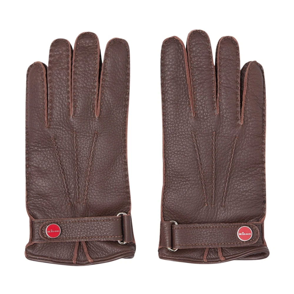 Kiton Hertenleren handschoenen met kasjmier voering Brown Unisex