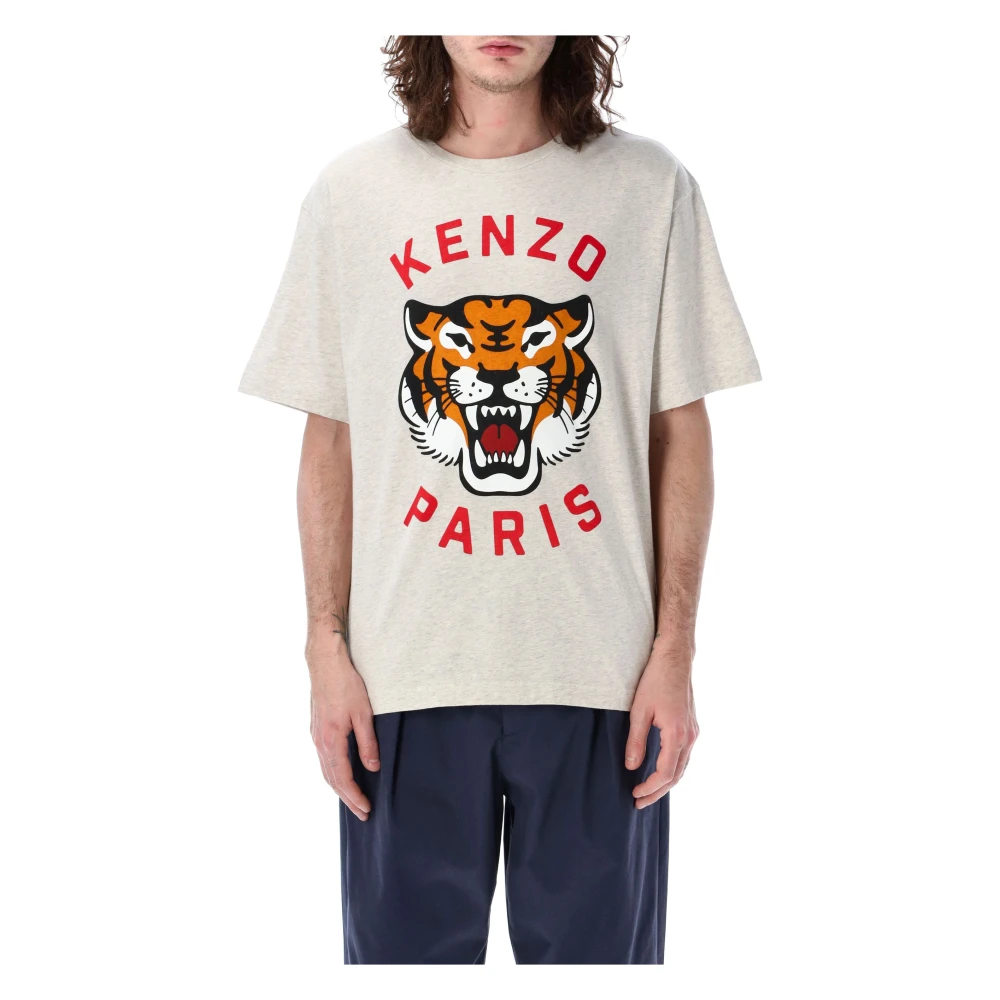 Kenzo Grijze Melange Lucky Tiger T-shirt Gray Heren