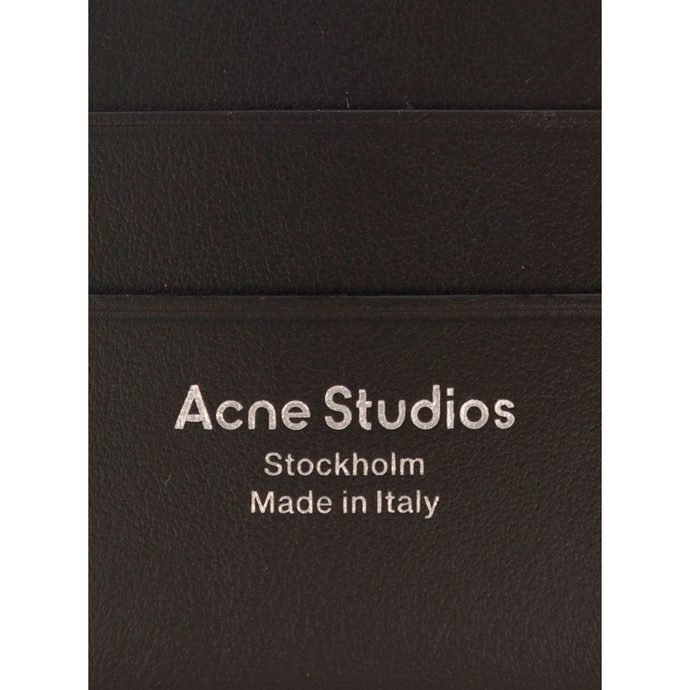 Acne Studios Zwarte Leren Kaarthouder Portemonnee Black Heren