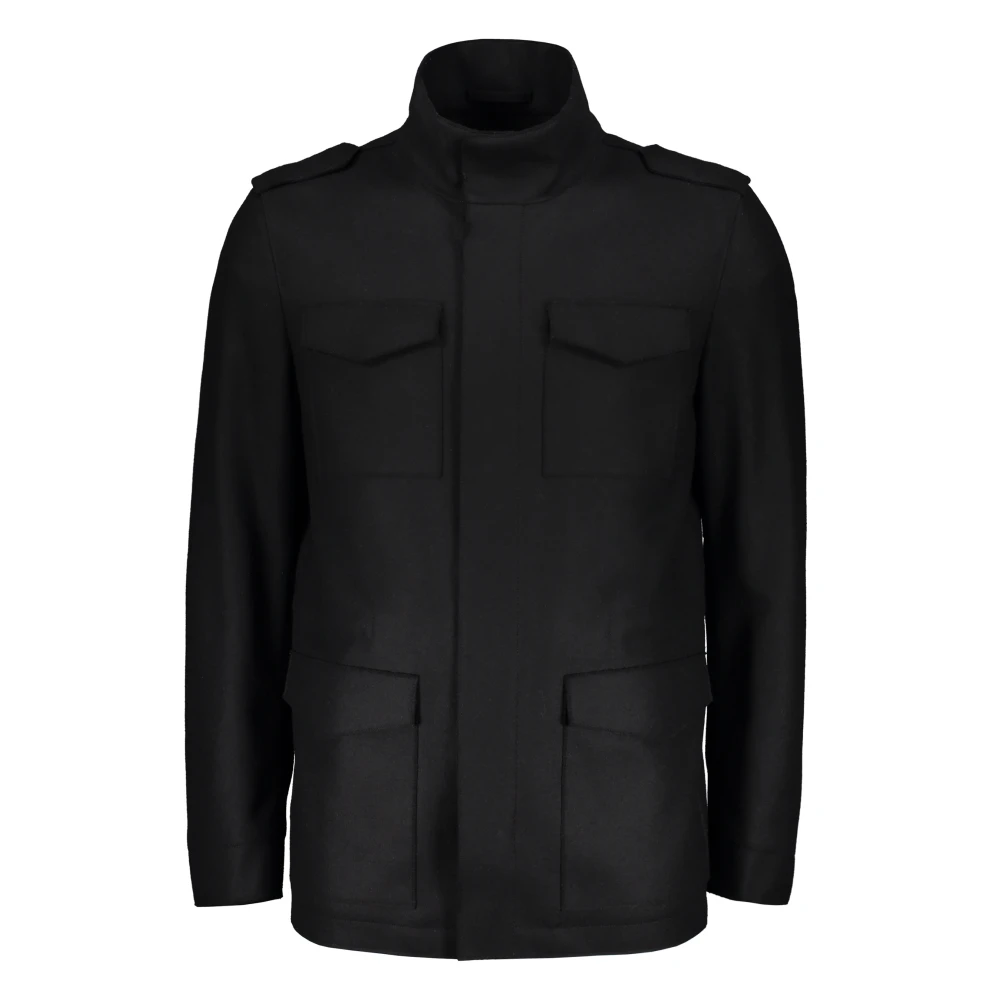 Herno Wool Blend Blazer met Meerdere Zakken Black Heren