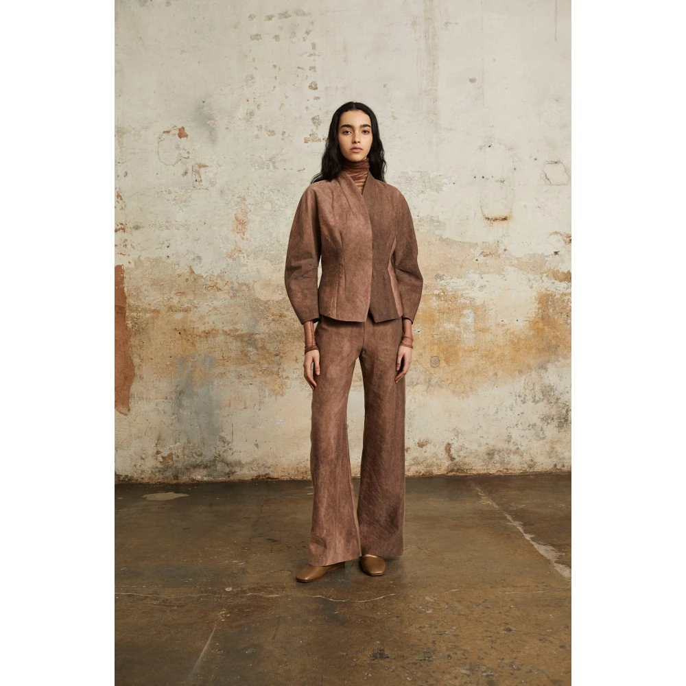 Cortana Ruth hoog getailleerde fade klei broek Brown Dames
