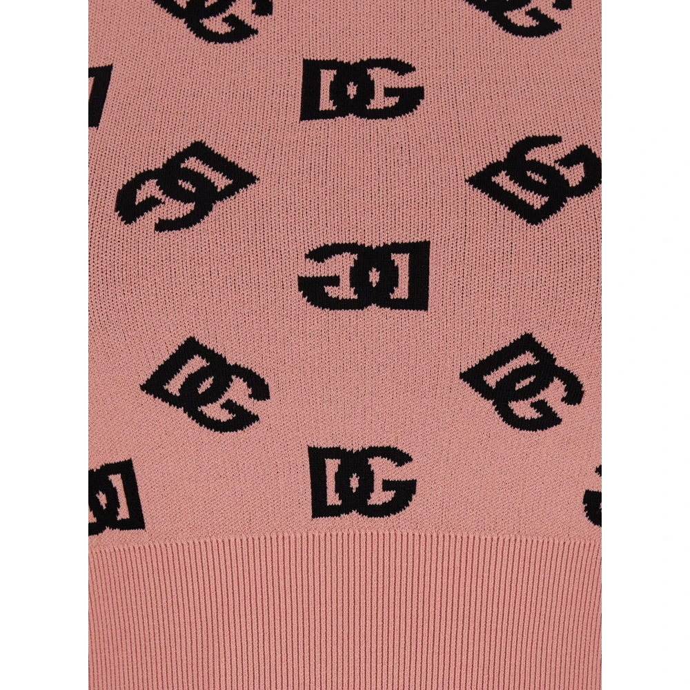 Dolce & Gabbana Roze Logo Print Crop Sweater Vrouw Pink Dames