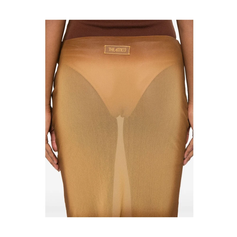 The Attico Karamelbruine Elastische Taille Rok Brown Dames