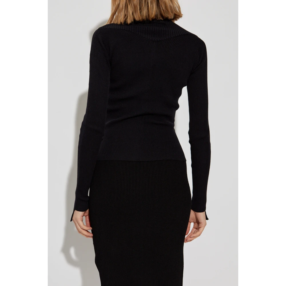 Victoria Beckham Geribbelde top Black Dames