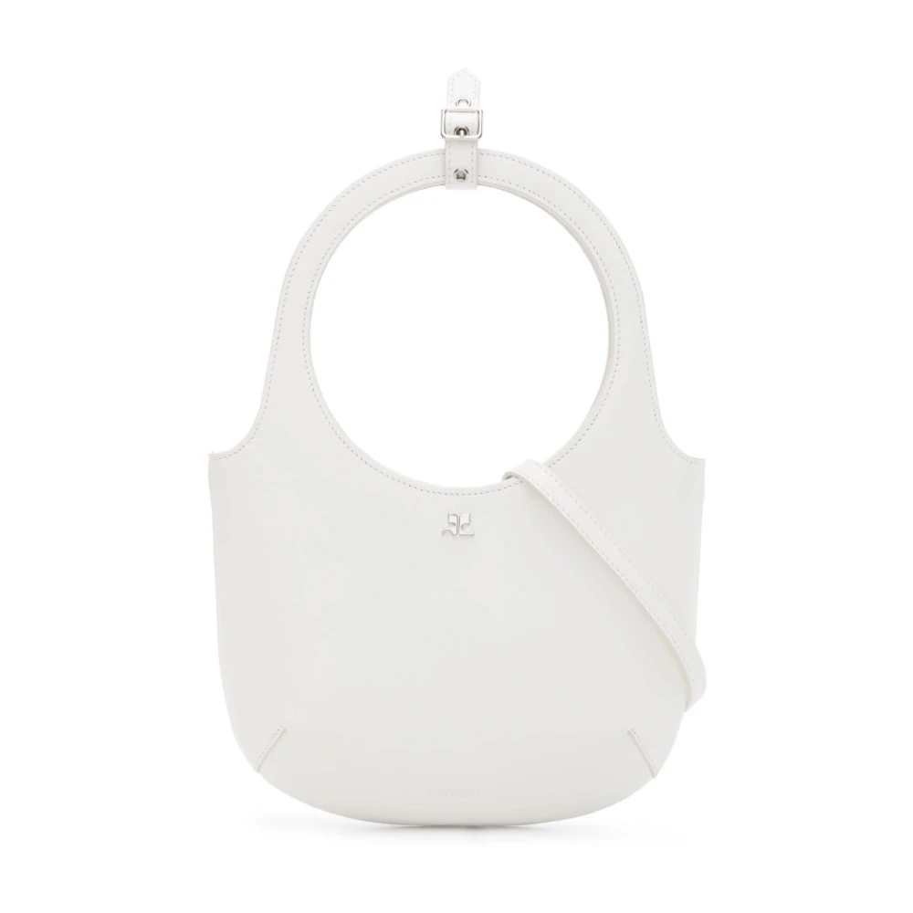 Courrèges Donna Bianco Borsa A Spalla Con Placca Logo