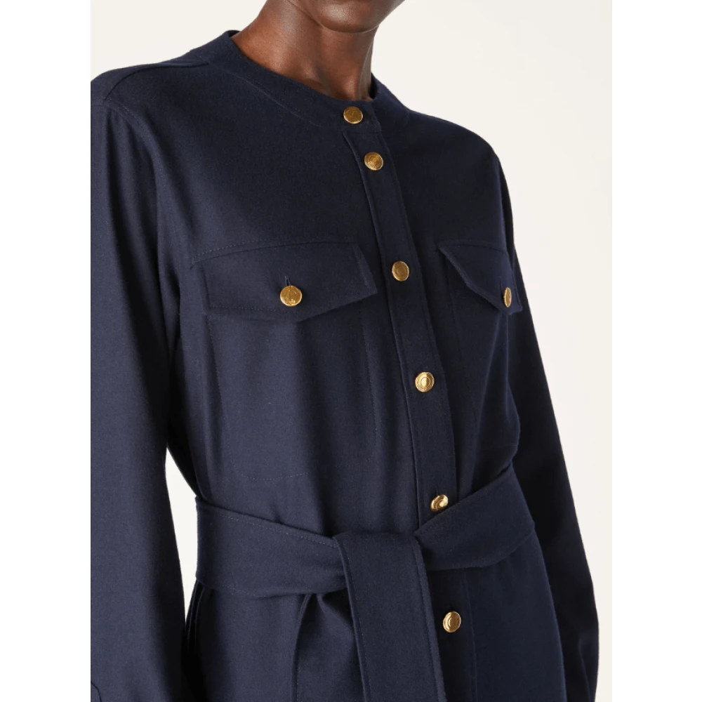 Loro Piana Blauwe Wollen Jurk met Ronde Hals Blue Dames