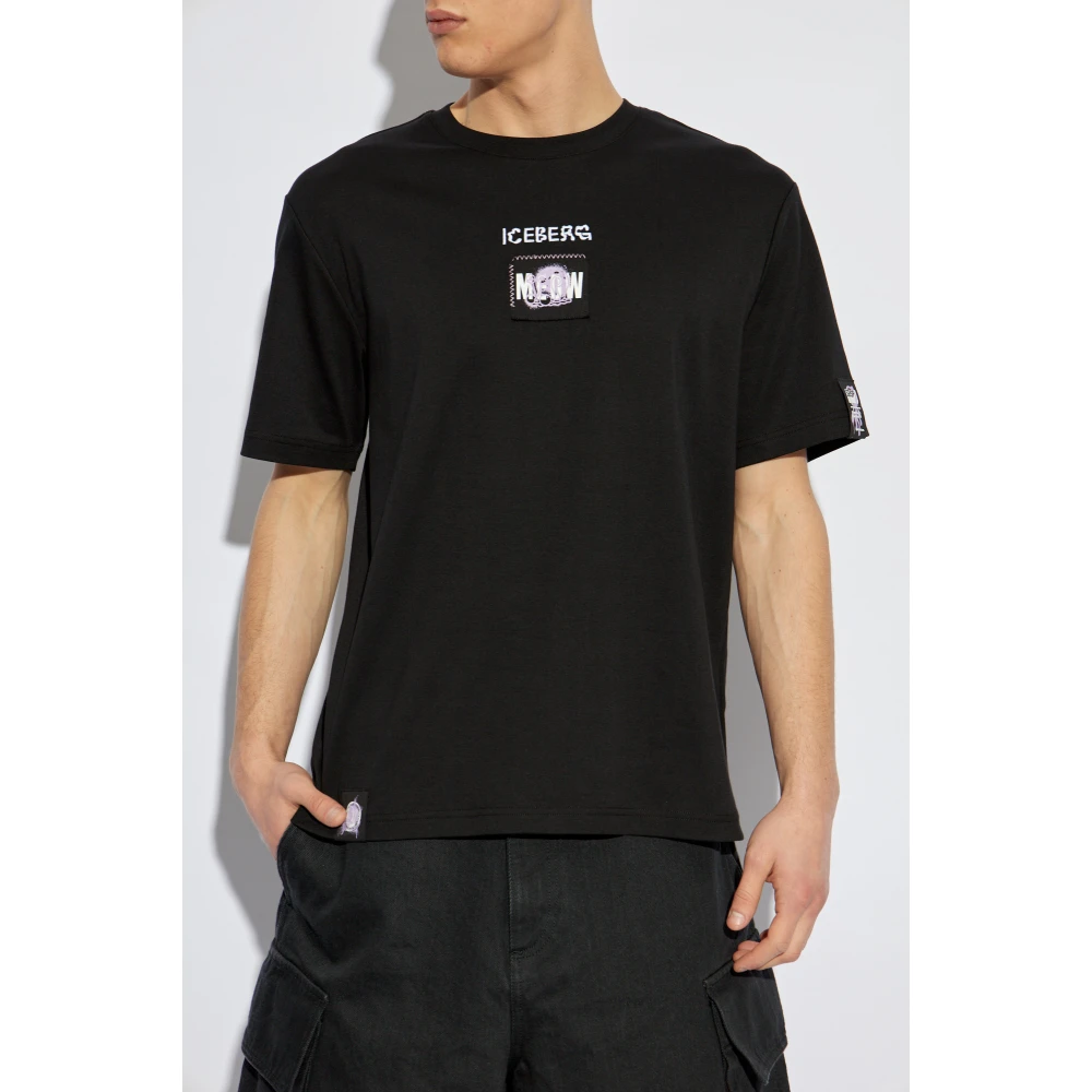 Iceberg T-shirt met patches Black Heren