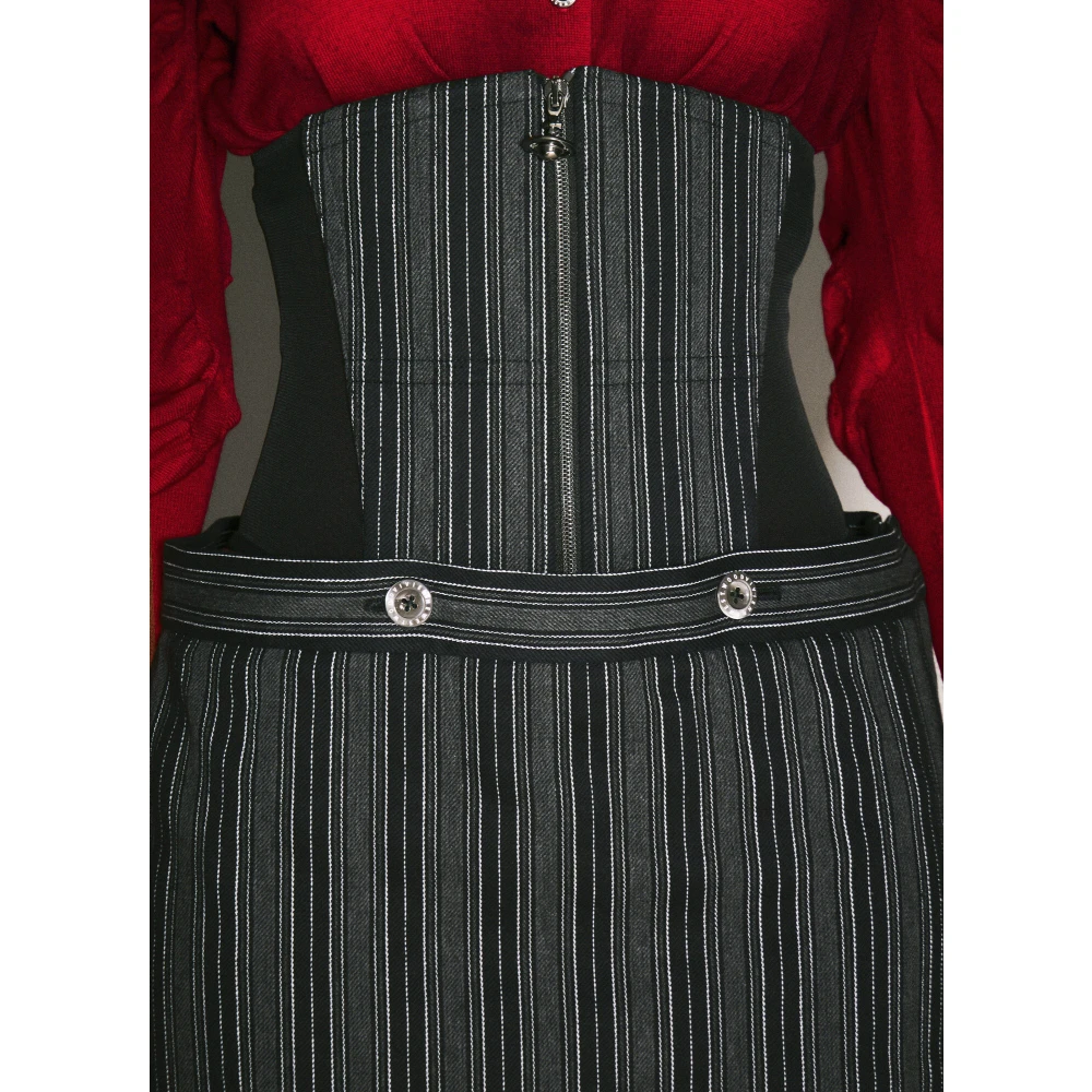 Vivienne Westwood Gestreepte Mesh Korset Rok Black Dames