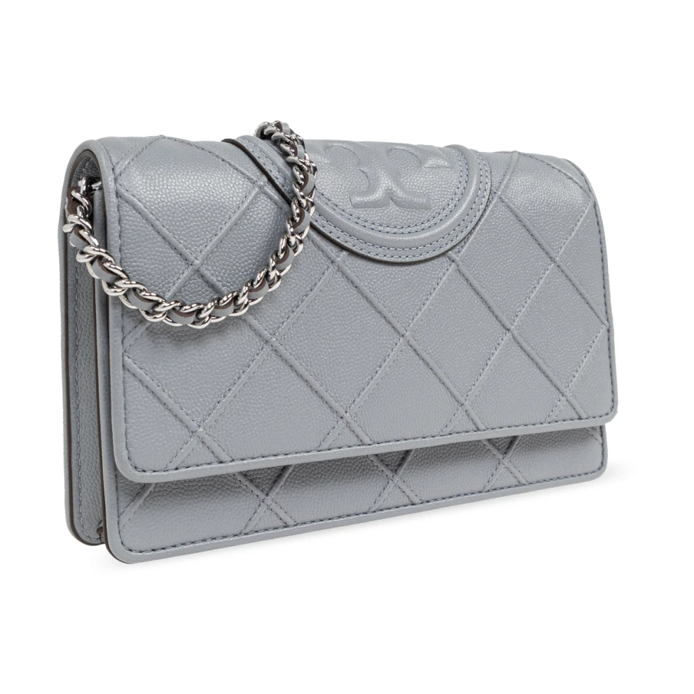 TORY BURCH Portemonnee aan een ketting Fleming Soft Gray Dames
