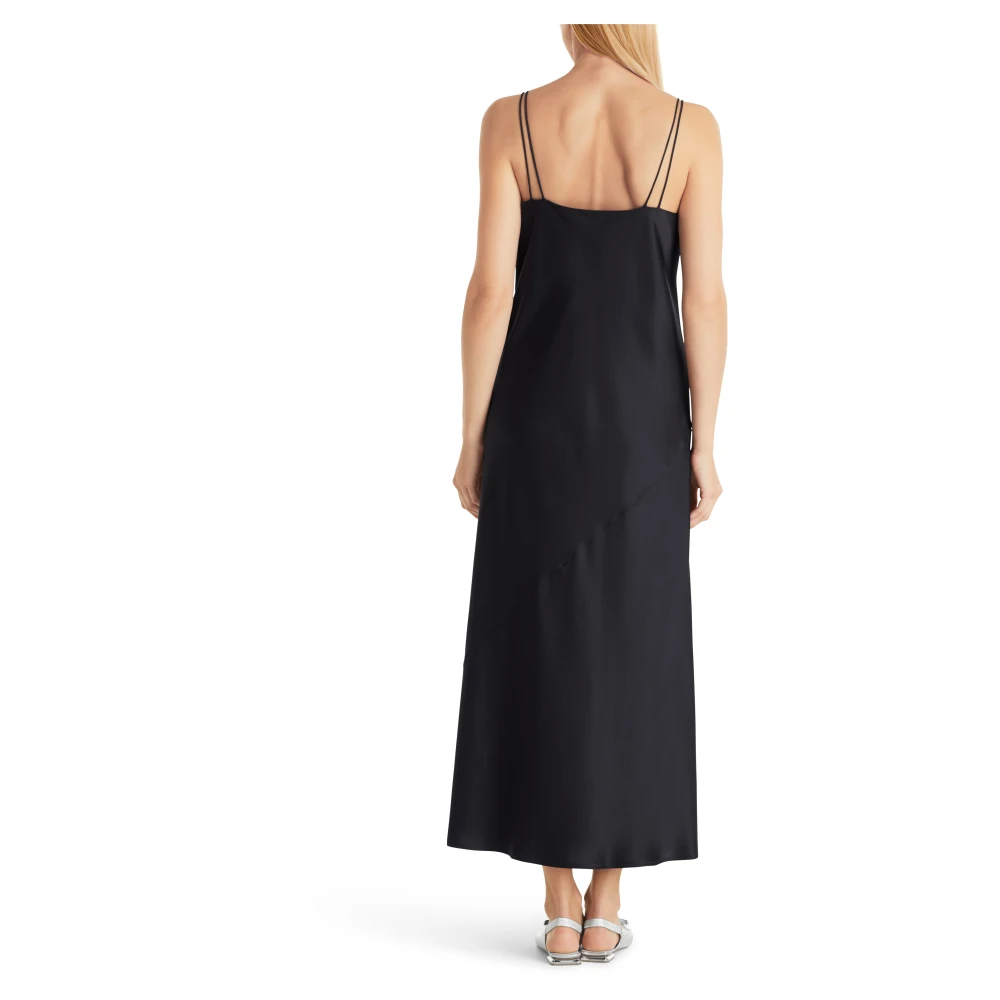 Marc Cain Flowy Midi Jurk met Dubbele Bandjes Blue Dames