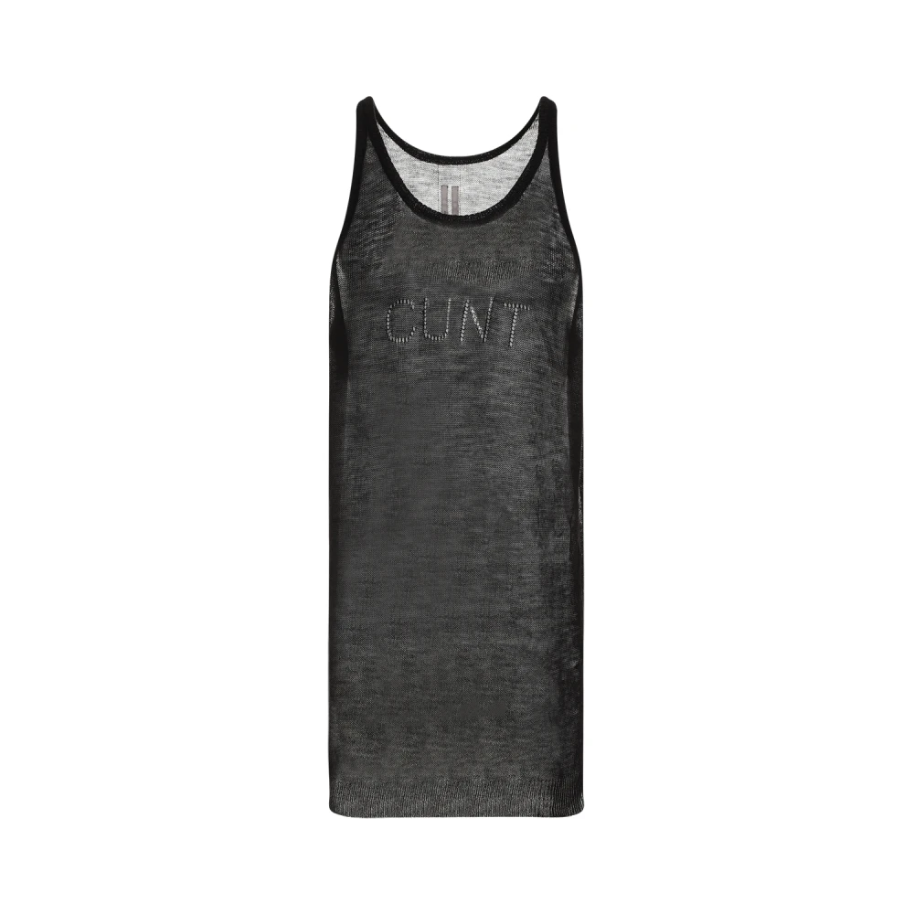 Rick Owens Zwarte wollen tanktop met ronde hals Black Heren