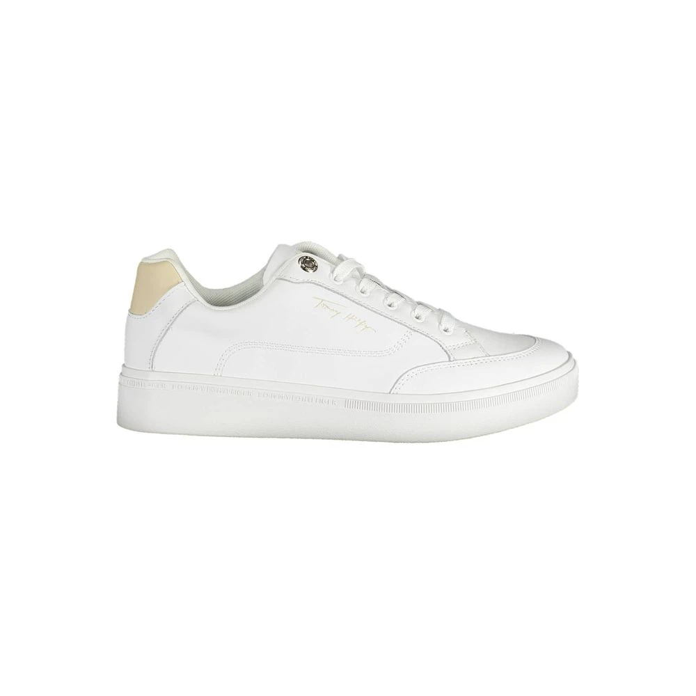 Tommy Hilfiger Women's White Polyester Sneaker With Contrasting Details