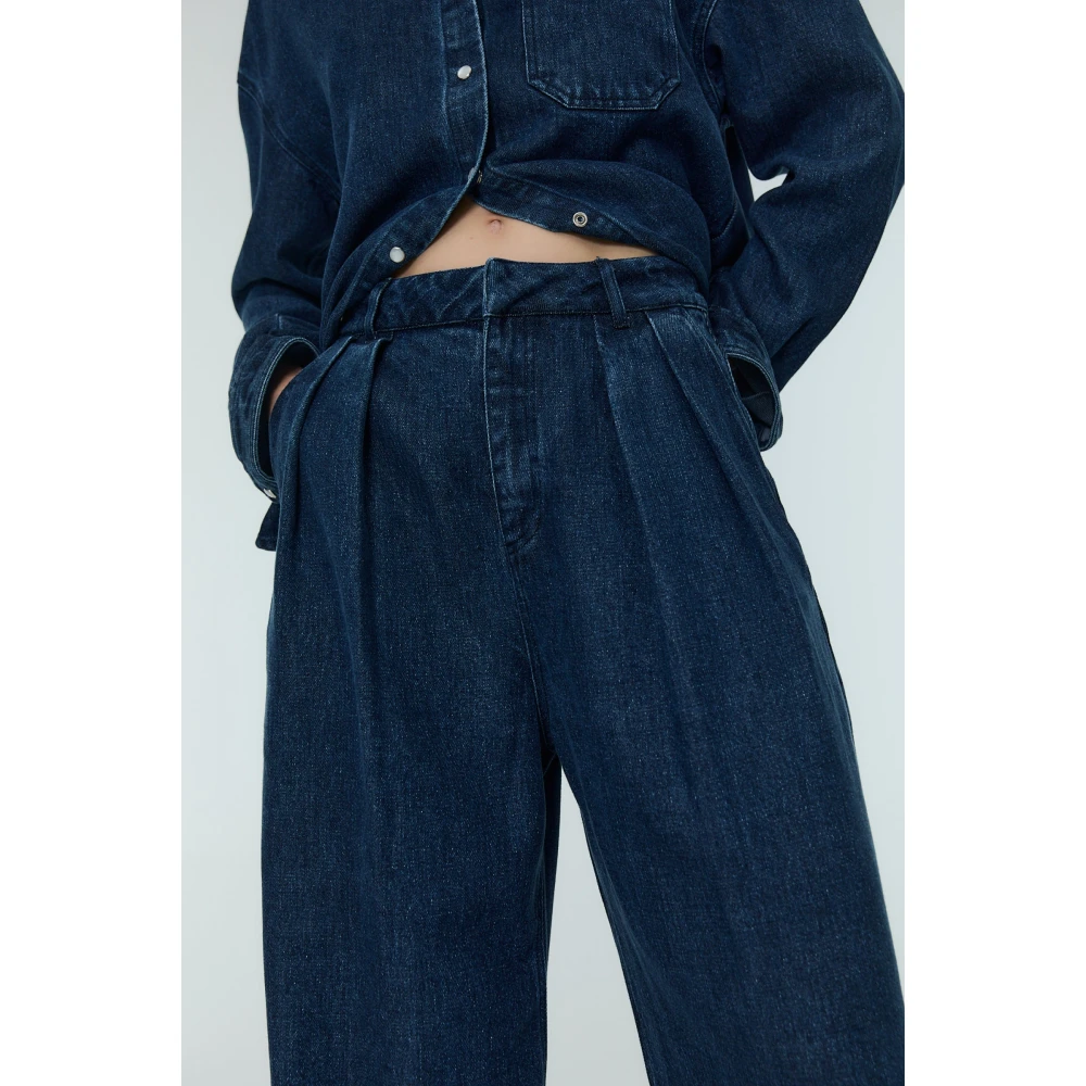 The New Society Lyocell Straight Fit Broek Blue Dames