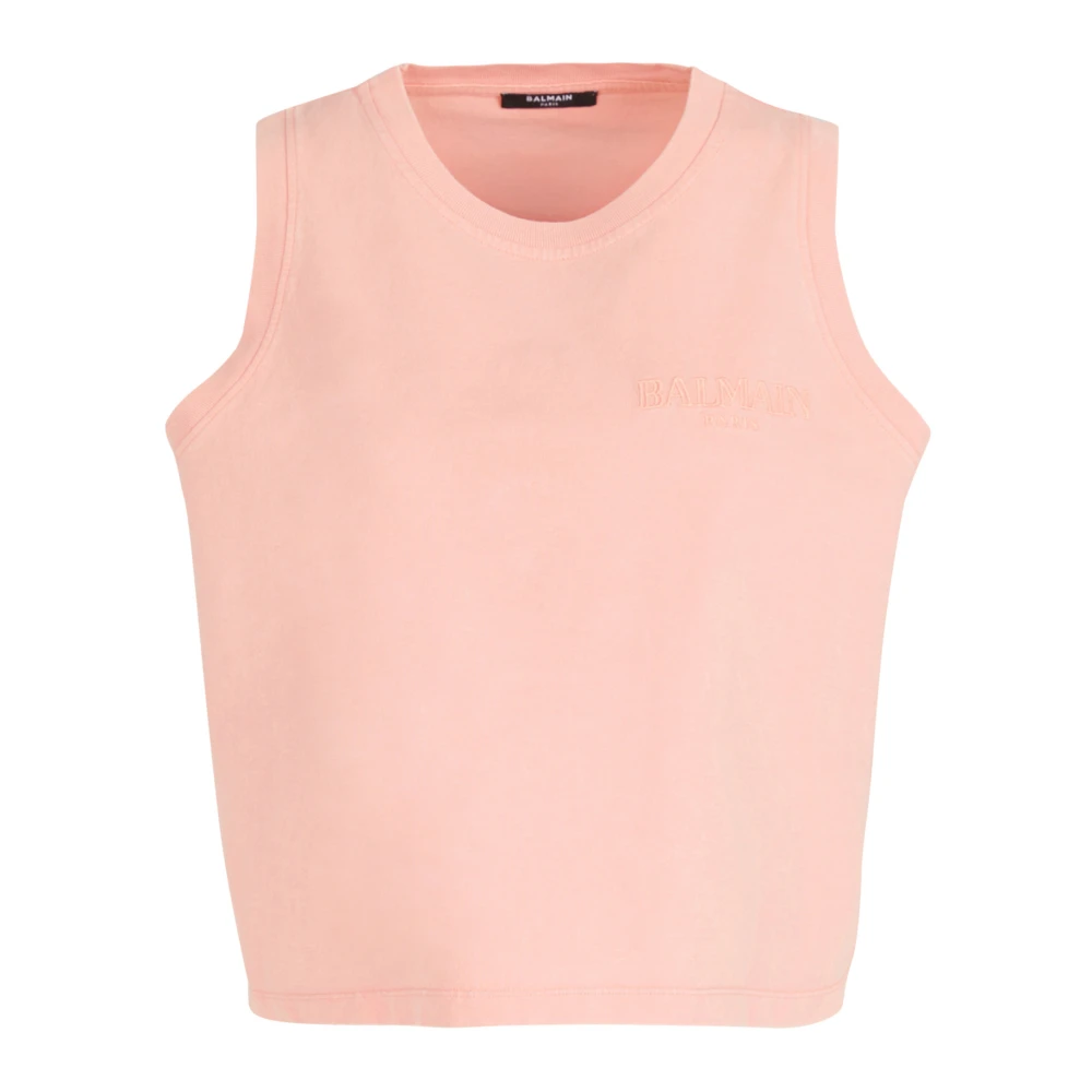Balmain Tanktop met Vintage Borduursel Pink Dames
