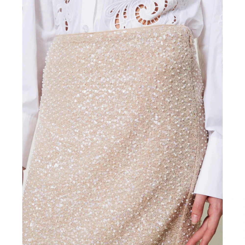 Twinset Paillet en parel lange rok Beige Dames