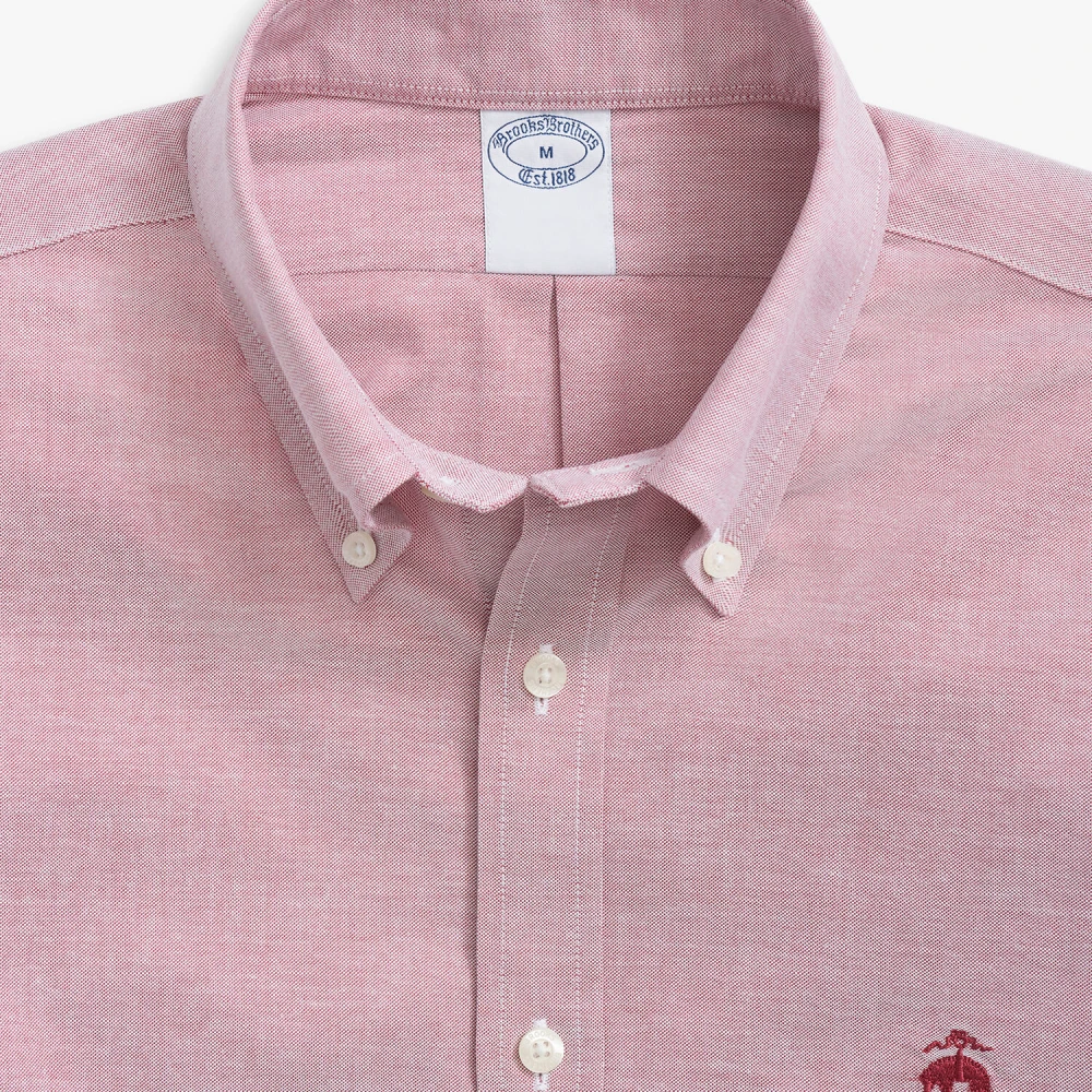Brooks Brothers Rode Regular Fit Non-Iron Stretch Katoenen Overhemd met Button Down Kraag Red Heren