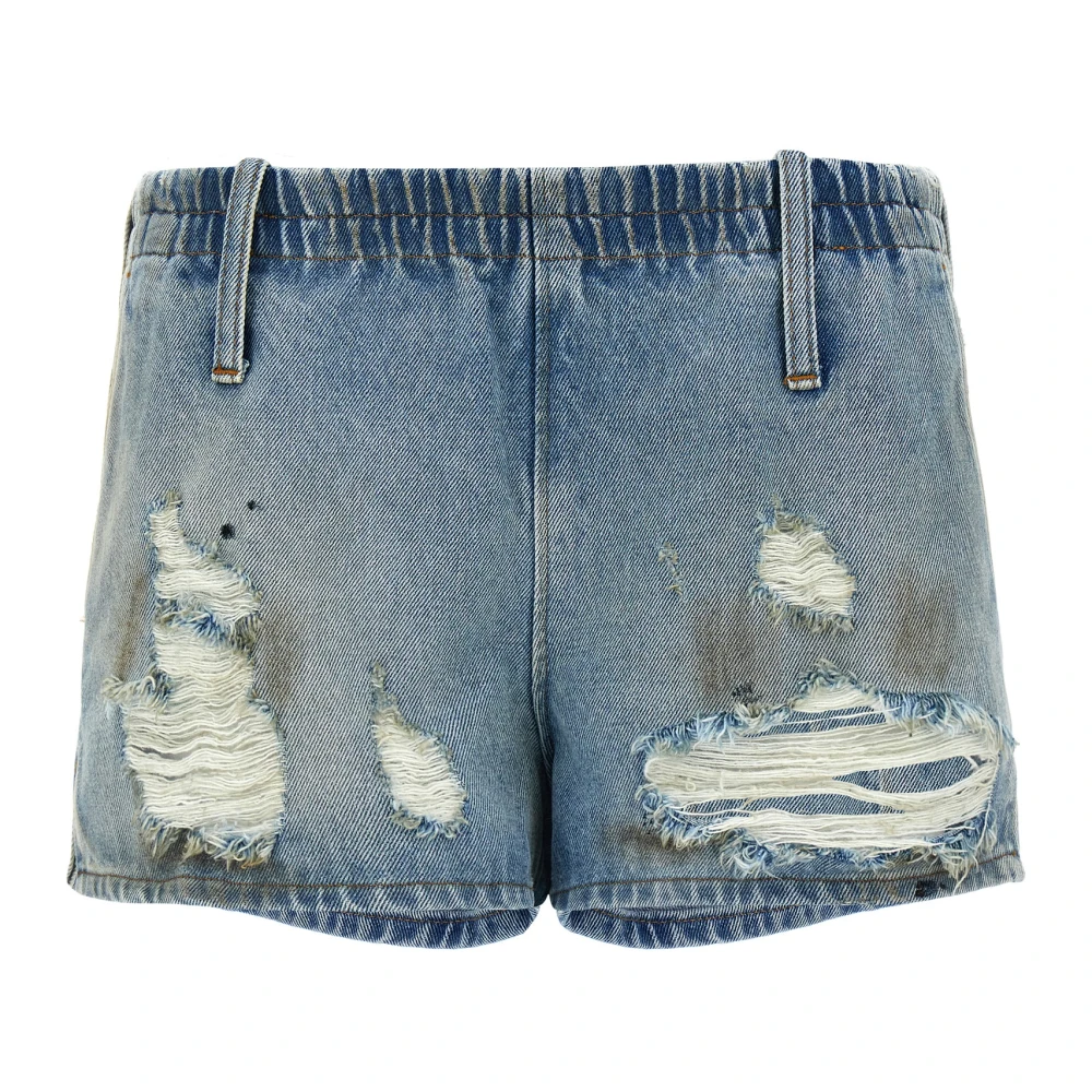 Mm6 Maison Margiela Women's Blue Used-Effect Denim Shorts - Denim Shorts - Xs - Shorts