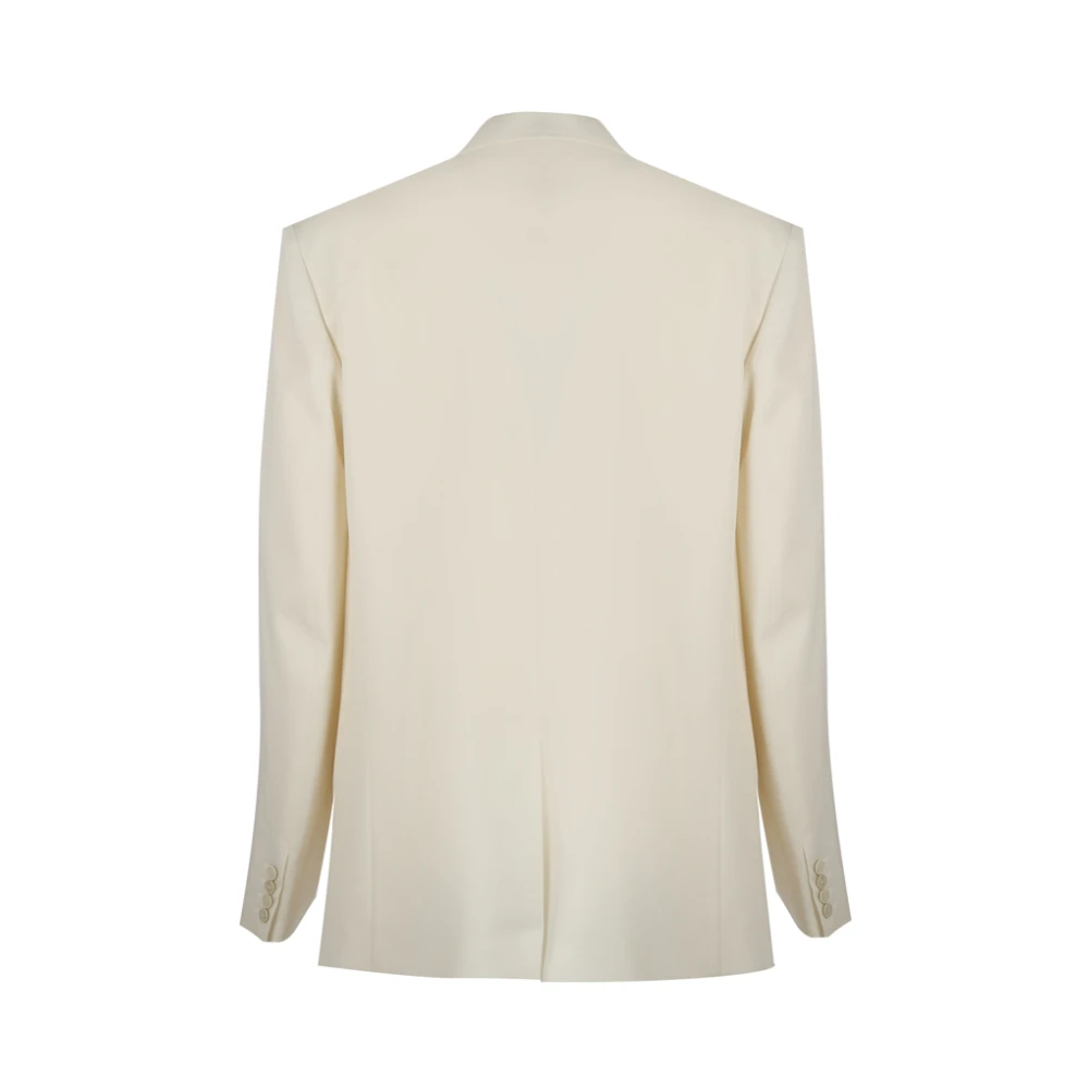 Valentino Garavani Witte Wol Double-Breasted Blazer Jas White Heren