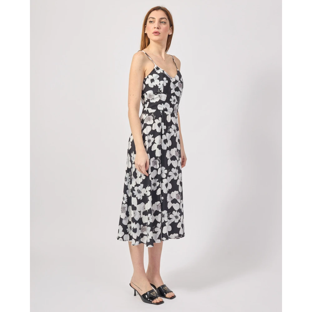 YES ZEE Zwarte Bloemenprint Lange Jurk Black Dames