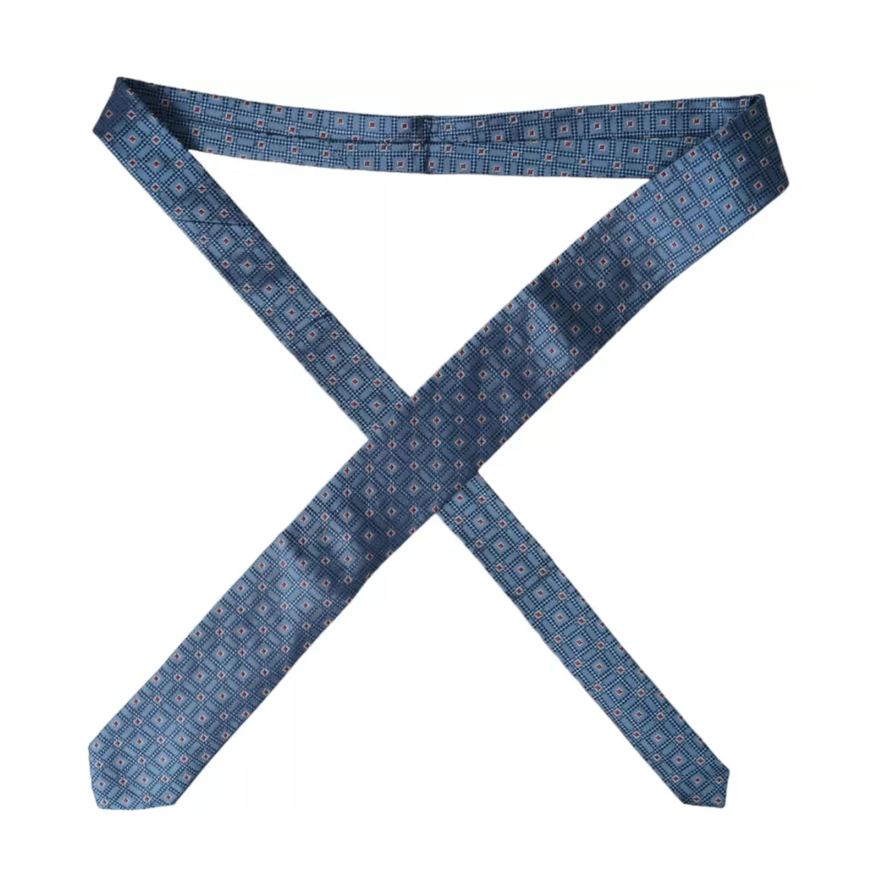 Dolce & Gabbana Blauw patroon zijden verstelbare herenstropdas Blue Heren