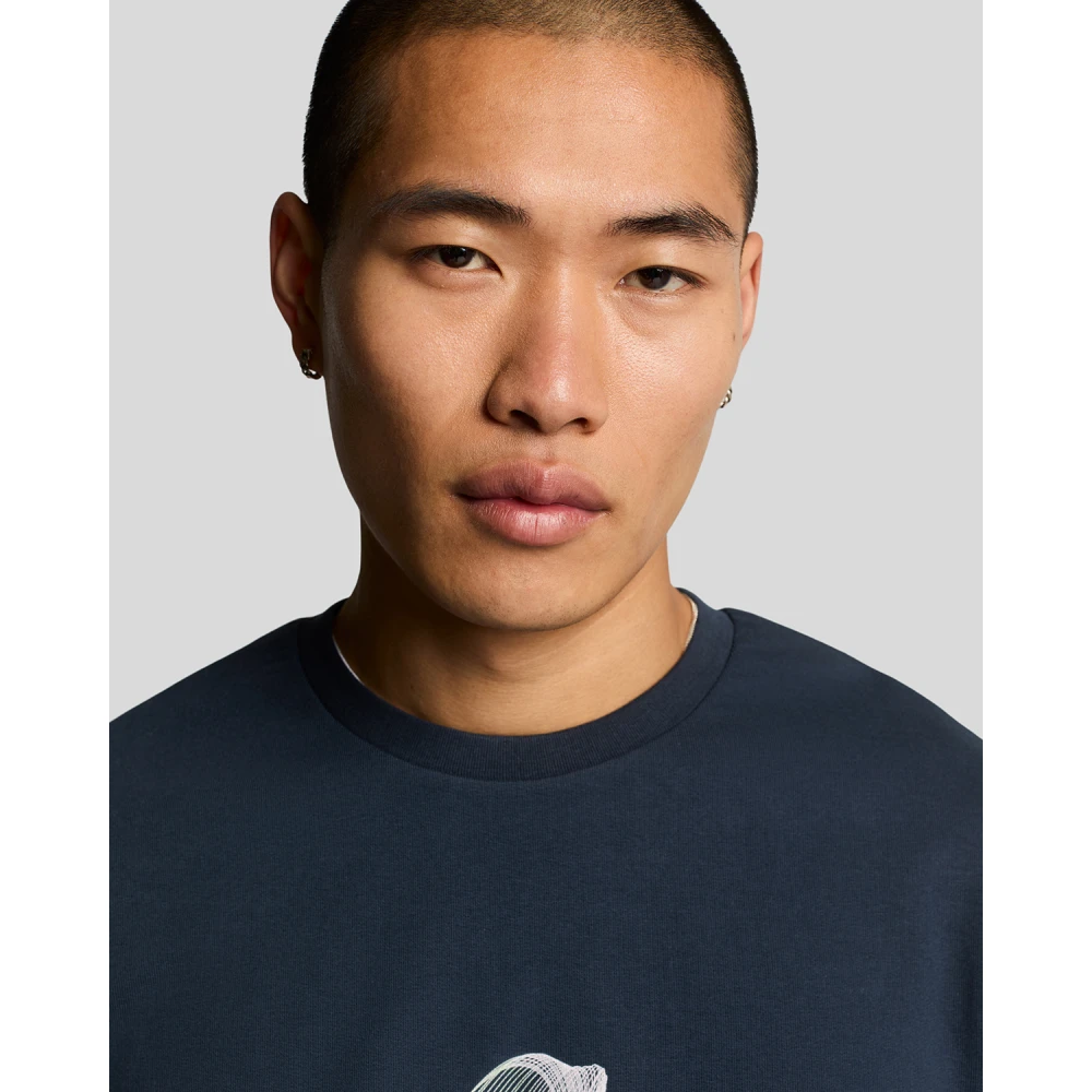 Lyle & Scott Mid Layers 3D Line Grafische Crew Neck Sweatshirt Blue Heren